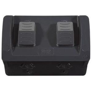 DOUBLE OUTDOOR POWER POINT IP54 10A MATT BLACK
