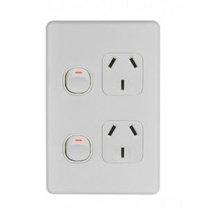 POWER POINT SWITCHED VERTICAL 2 GANG 10A 250V MATT WHITE