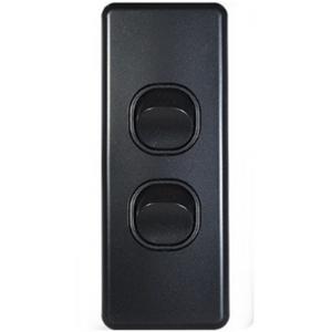 SWITCH VERTICAL ARCHITRAVE 2 GANG 10AX 16A 250V BLACK