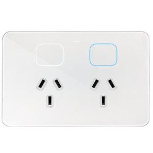 SENOA POWER POINT GLASS FRONT SWITCHED 2 GANG 10A 250V WHITE