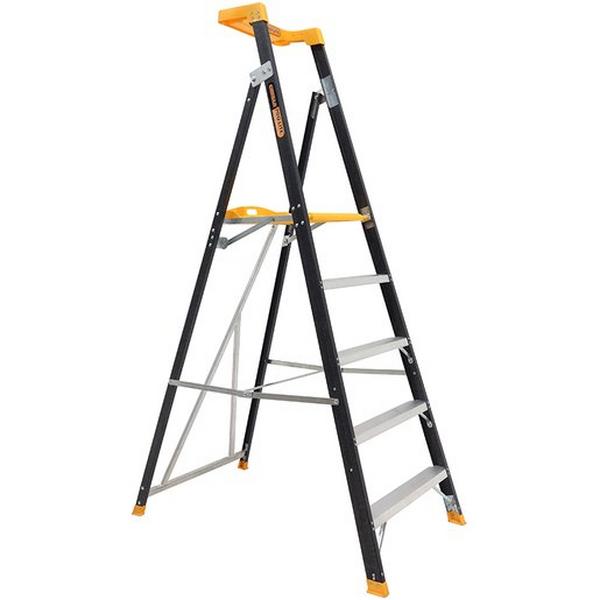 Platform Ladder 5 Step (1.45M) Pro-Lite Fibreglass 150Kg Industrial, Ideal Electrical Catalogue Tools Instrumentation Ladder Scaffold Stepladder - Construction Supplies Australia
