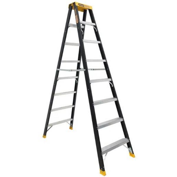 Double Sided A-Frame Ladder 8 Step (2.35M) Pro-Lite Fibreglass 150Kg Industrial, Ideal Electrical Catalogue Tools Instrumentation Ladder Scaffold Stepladder - Construction Supplies Australia