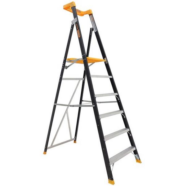 Platform Ladder 6 Step (1.74M) Pro-Lite Fibreglass 150Kg Industrial, Ideal Electrical Catalogue Tools Instrumentation Ladder Scaffold Stepladder - Construction Supplies Australia