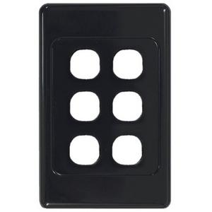 SWITCH PLATE VERTICAL 6G LESS MECH BLACK