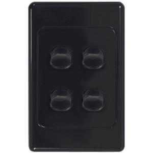 SWITCH VERTICAL 4GANG 10AX16A 250V BLACK