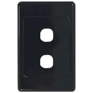 SWITCH PLATE VERTICAL 2G LESS MECH BLACK