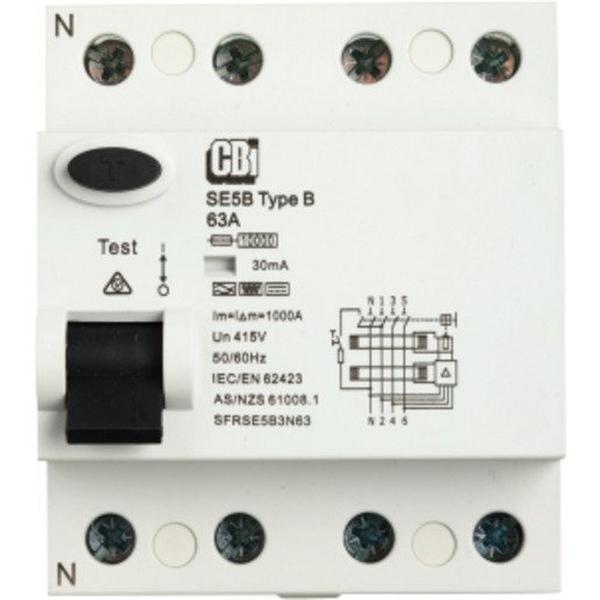 Rcd 6kA 63A 3P + N (4P)30mA Type B, Ideal Electrical Catalogue Power Distribution Circuit Breakers Residual Current Earth Leakage Devices Rcd Rccb Elcb - Construction Supplies Australia