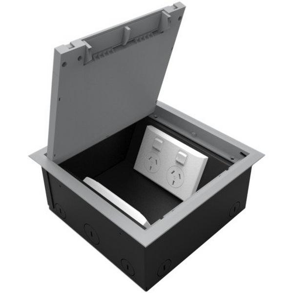 Century 2 Plate (Not Included) Floorbox With Plastic Recess Lid 100mm Deep, Ideal Electrical Catalogue Power Distribution Devices For Distribution Boards Top Floor Element Enclosure Cabinet - Construction Supplies Australia