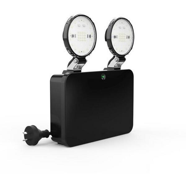 Ev-Duo-Core-B Emergency Flood Weatherproof Twinspot Luminaire Black, Ideal Electrical Catalogue Light Fittings Emergency Exit Emergency Luminaire - Construction Supplies Australia