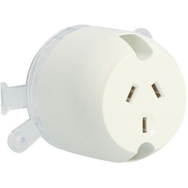 Surface Socket Plug Base 250 V 10A 3 Pin Small White, Ideal Electrical Catalogue Switches Plugs Sockets Outlets Surface Socket - Construction Supplies Australia