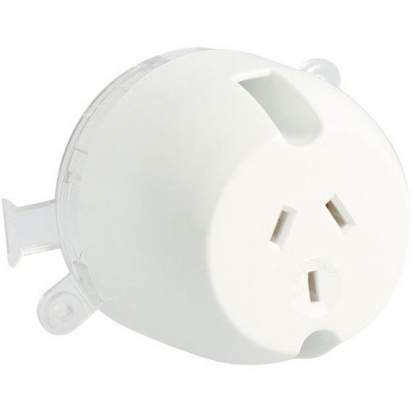 Surface Socket Plug Base 250 V 10A 3 Pin White, Ideal Electrical Catalogue Switches Plugs Sockets Outlets Surface Socket - Construction Supplies Australia