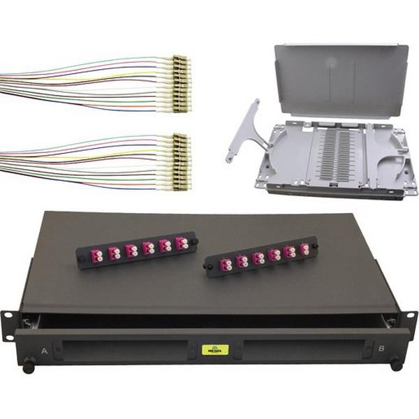 1RU Sliding Kit 24 LC OM4 + P/Tails, Ideal Electrical Catalogue Data Communications Fibre Patch Panel Fibre Optic - Construction Supplies Australia