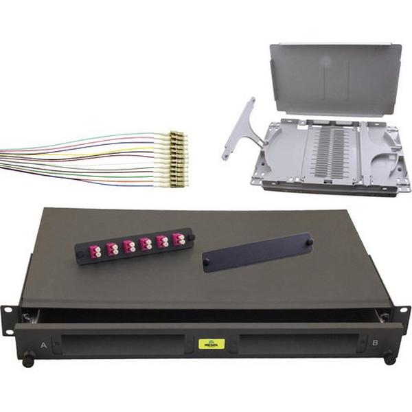 1RU Sliding Kit 12 LC OM4 + P/Tails, Ideal Electrical Catalogue Data Communications Fibre Patch Panel Fibre Optic - Construction Supplies Australia