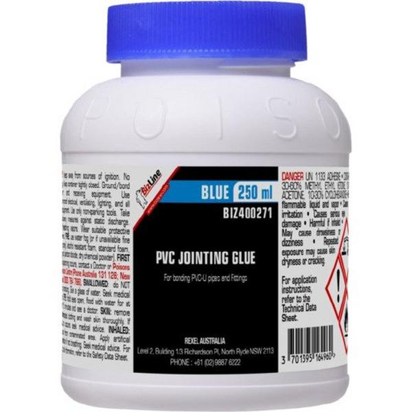 Blue PVC Jointing Cement 250 Ml, Ideal Electrical Catalogue Hardware Adhesive Adhesive - Construction Supplies Australia
