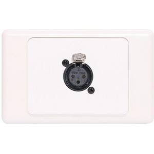 MICROPHONE WALLPLATE 3 PIN XLR SOCKET HORIZONTAL WHITE