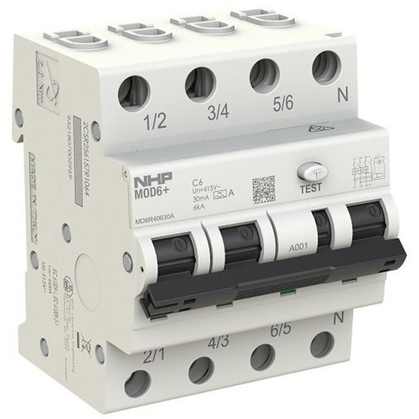 Mod6+ RCBO 6kA 3P+N 20A C Curve 30mA Type A 72mm, Ideal Electrical Catalogue Power Distribution Circuit Breakers Residual Current Earth Leakage Circuit Breaker Rcbo Rcd Mcb - Construction Supplies Australia
