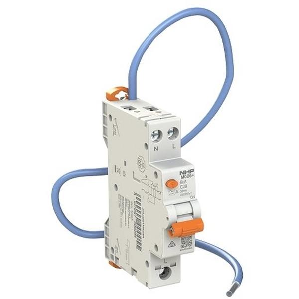 Mod6+ RCBO 6kA 1P+N 16A C Curve 30mA Type A 3T Pigtail, Ideal Electrical Catalogue Power Distribution Circuit Breakers Residual Current Earth Leakage Circuit Breaker Rcbo Rcd Mcb - Construction Supplies Australia