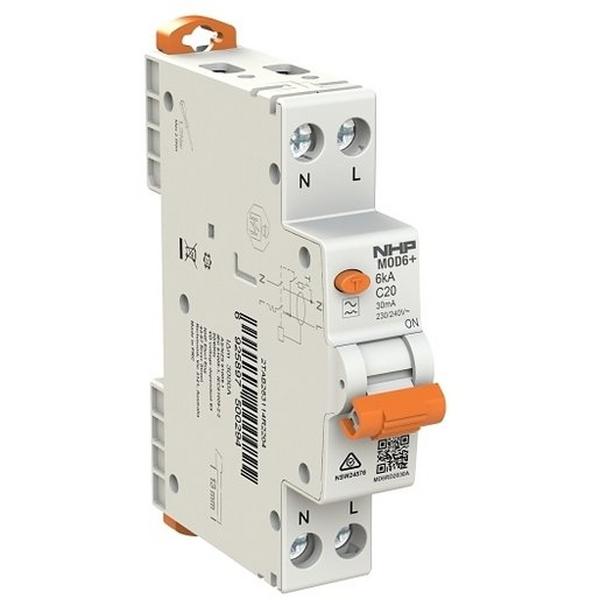 Mod6+ RCBO 6kA 1P+N 16A C Curve 10mA Type A Double Screw, Ideal Electrical Catalogue Power Distribution Circuit Breakers Residual Current Earth Leakage Circuit Breaker Rcbo Rcd Mcb - Construction Supplies Australia
