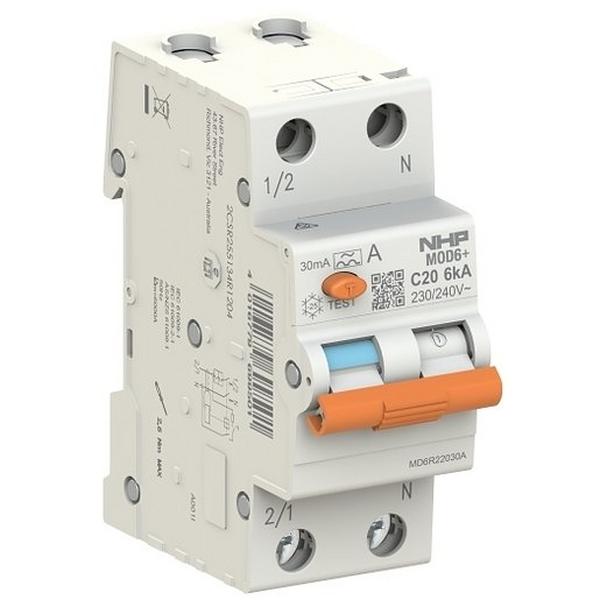Mod6+ RCBO 6kA 1P+N 10A C Curve 30mA Type A 36mm, Ideal Electrical Catalogue Power Distribution Circuit Breakers Residual Current Earth Leakage Circuit Breaker Rcbo Rcd Mcb - Construction Supplies Australia