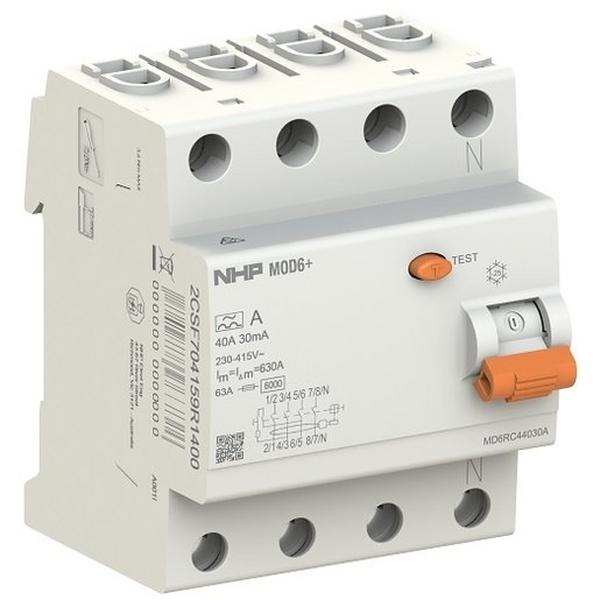 Mod6+ RCCB 3P+N 40A 30mA Type A 72mm, Ideal Electrical Catalogue Power Distribution Circuit Breakers Residual Current Earth Leakage Devices Rcd Rccb Elcb - Construction Supplies Australia