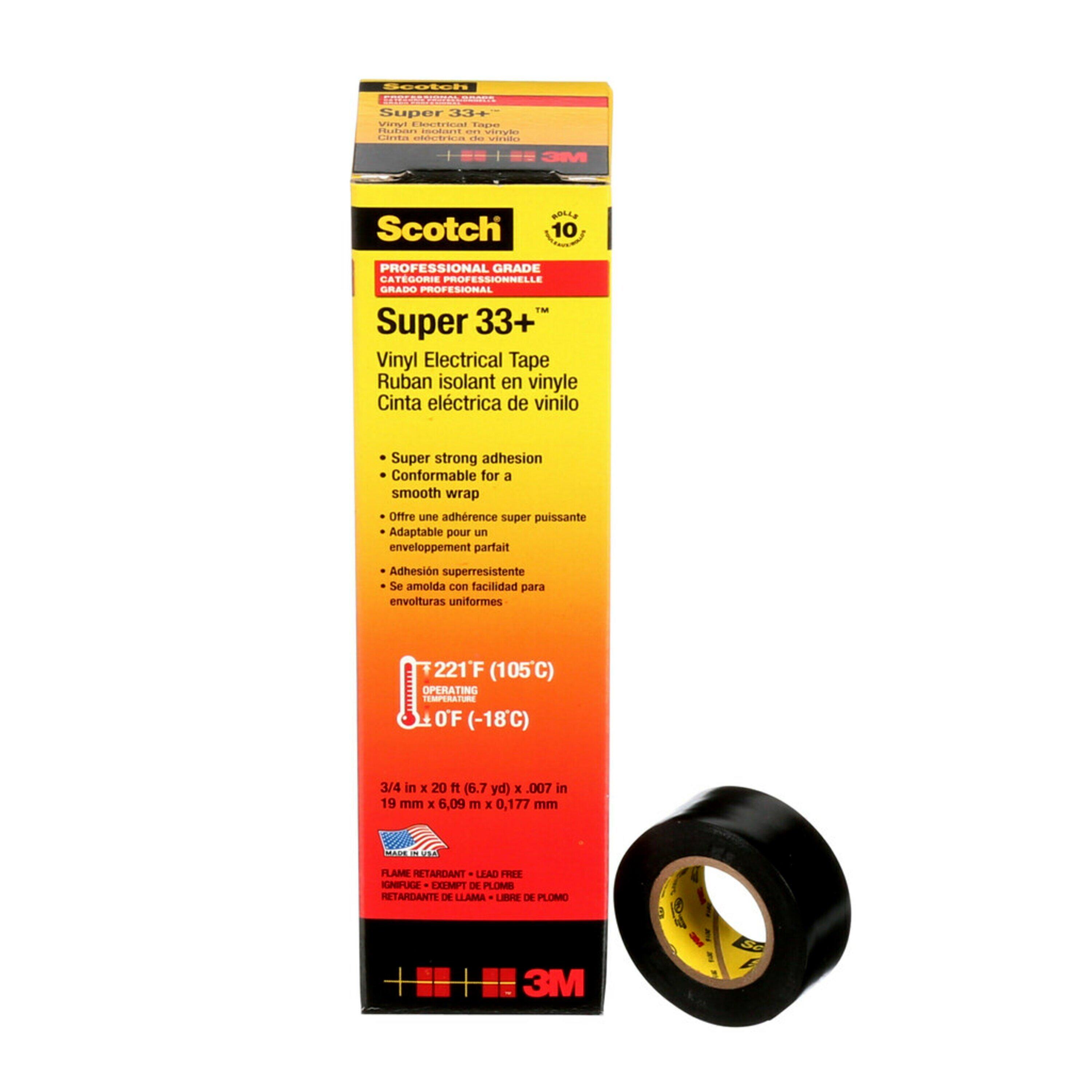 SUPER33+-19X6, Scotch® Super 33+ Vinyl Elektro-Isolierband, Schwarz, 19 mm x 6 m, 0,18 mm