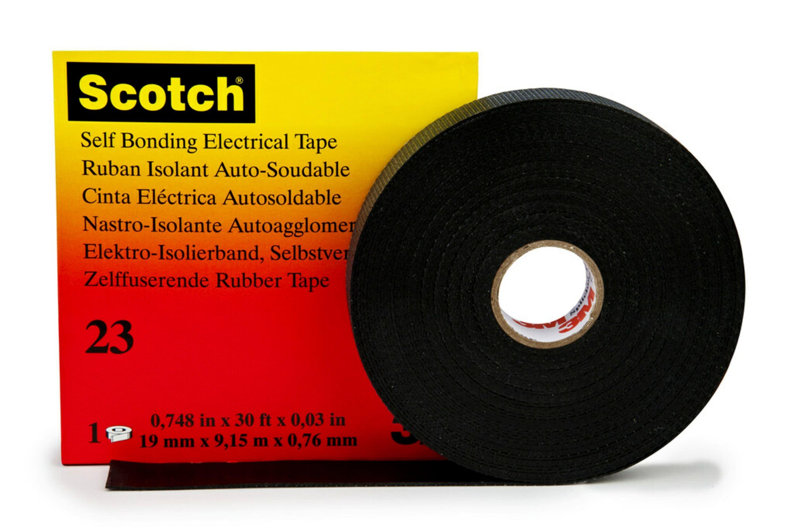 SCOTCH23-19X9.15, Scotch® 23 Ethylen-Propylen-Kautschuk-Band, selbstverschweißend, Schwarz, 19 mm x 9,15 m, 0,76 mm