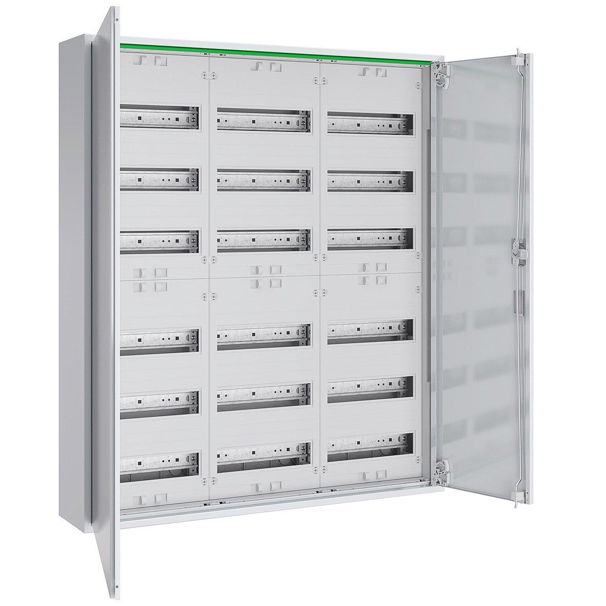 ABNRM306R01, Feldverteiler AP T:160mm mit Volltür 3x6-reihig Komplettschrank REG
