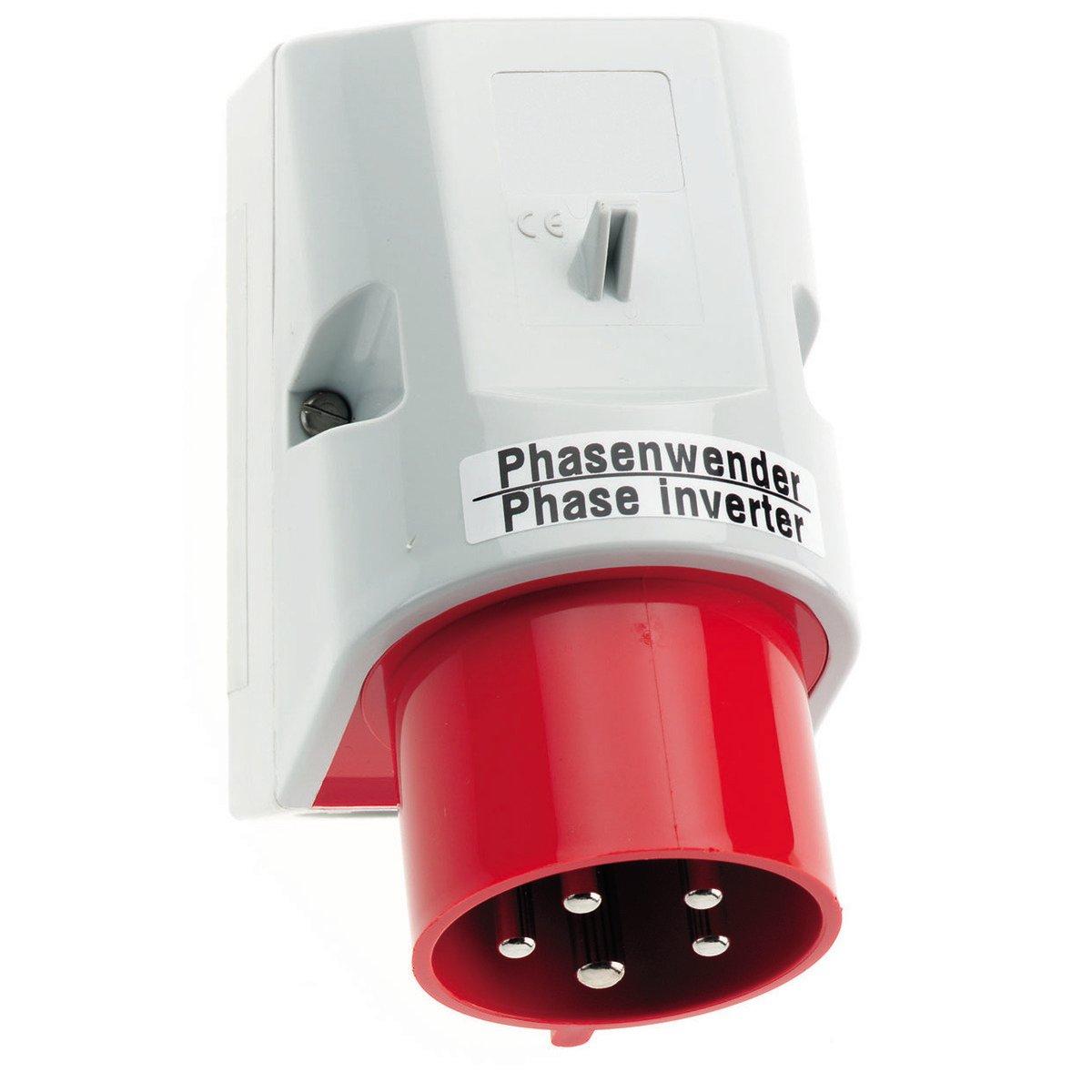 24209/CEE-Gerätestecker 16A400V6h5pIP44, Phasenwender TE als Wandgerätestecker 16A 5p 400V 6h, IP44