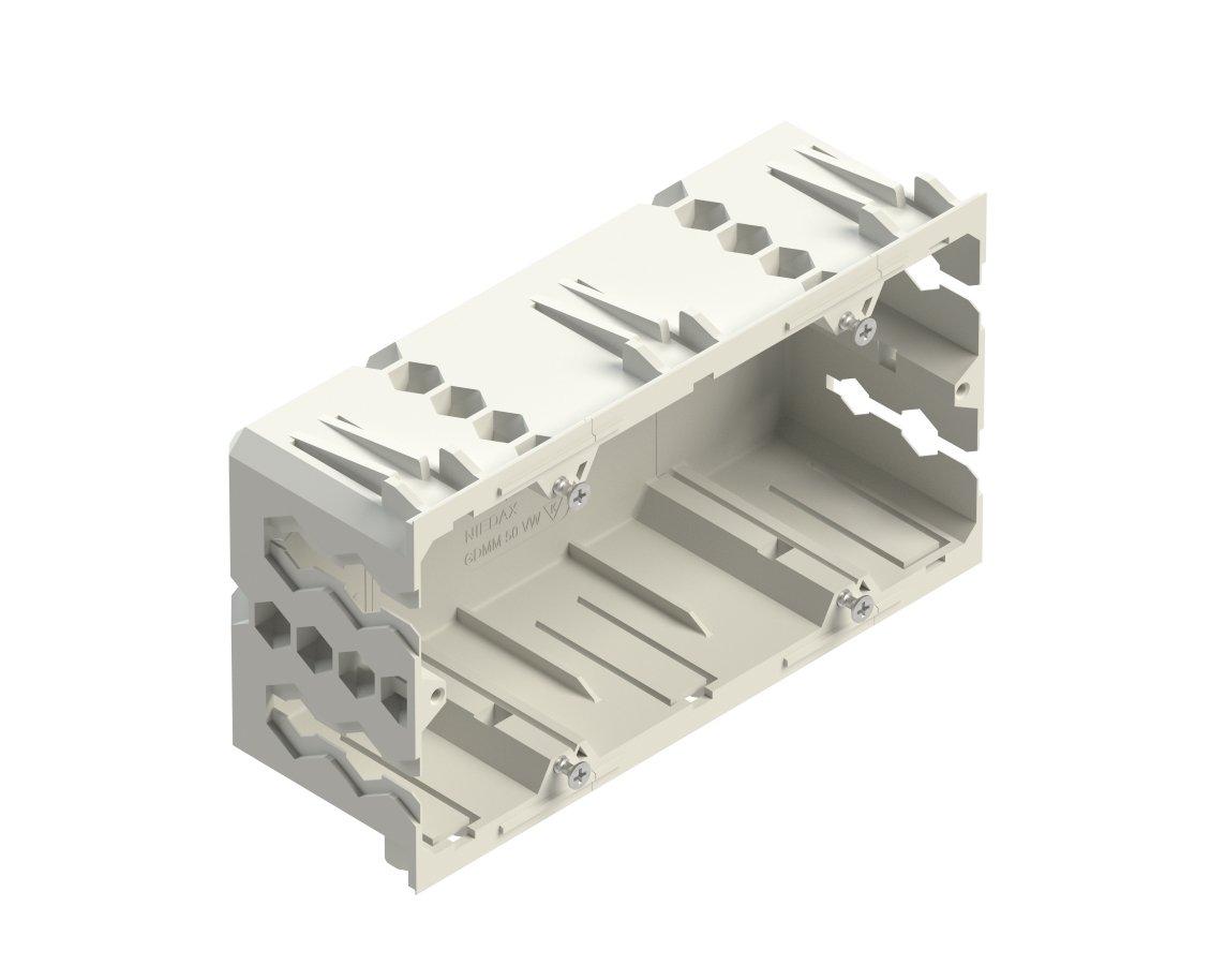 GDM 50-2 VW, Geräteeinbaudose, zweifach, Höhe 50 mm, Kunststoff, Polyamid, RAL 9016, verkehrsweiß