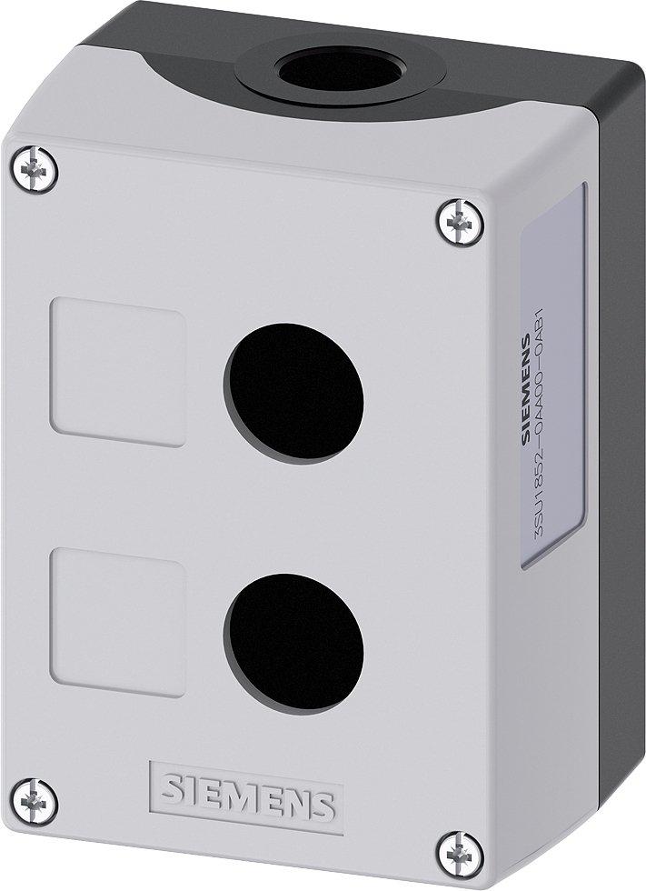 3SU1852-0AA00-0AB1, Gehäuse für Befehlsgeräte, 22mm, rund, Metall, grau, 2 Befehlstellen