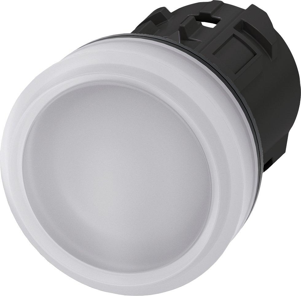 3SU1001-6AA60-0AA0, Leuchtmelder, 22mm, rund, Kunststoff, weiß, Linse, glatt