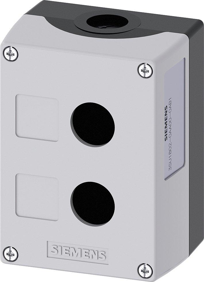 3SU1802-0AA00-0AB1, Gehäuse für Befehlsgeräte, 22mm, rund, Kunststoff, grau, 2 Befehlsstellen