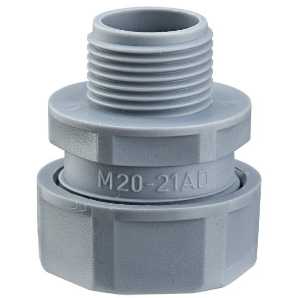 USK-P, AD21-PG16, Kunststoffverschraubung gerade, Polypropylen grau, PG Außengewinde, AD 21, PG 16