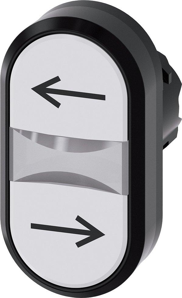 3SU1000-3AB66-0AM0, Doppeldrucktaster, 22mm, rund, Kunststoff, weiß: Pfeil links, weiß: Pfeil rechts