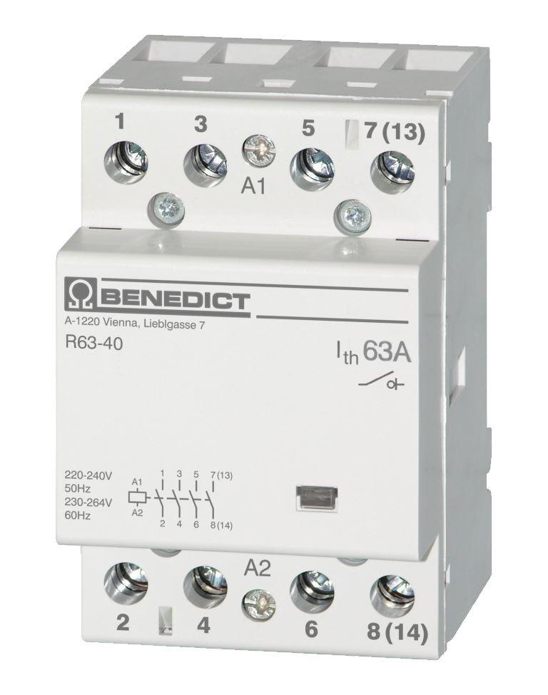 H 63 40 230, Installationsschütz 63A AC1, 4 Schließer, Spule 220-240V 50Hz