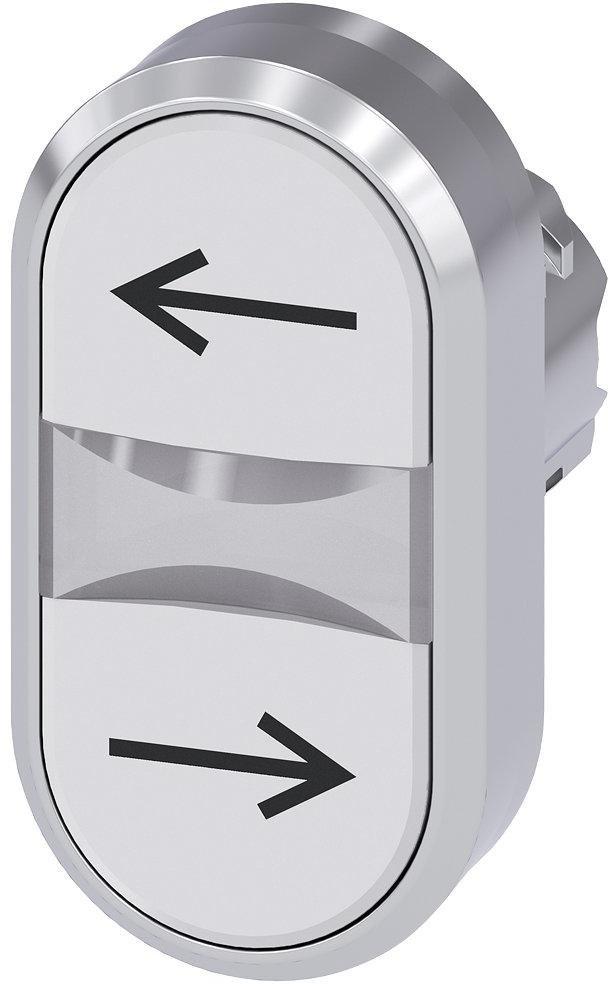 3SU1050-3AB66-0AM0, Doppeldrucktaster, 22mm, rund, Metall, hochglanz, weiß: links, weiß: rechts