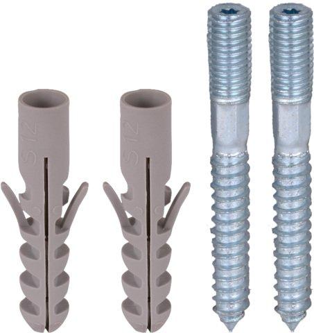 BFS M10X20 PAS STTZN, Befestigungsset m. 2 Stockschrauben M 10x20mm u. 2 K-Dübel D 12mm