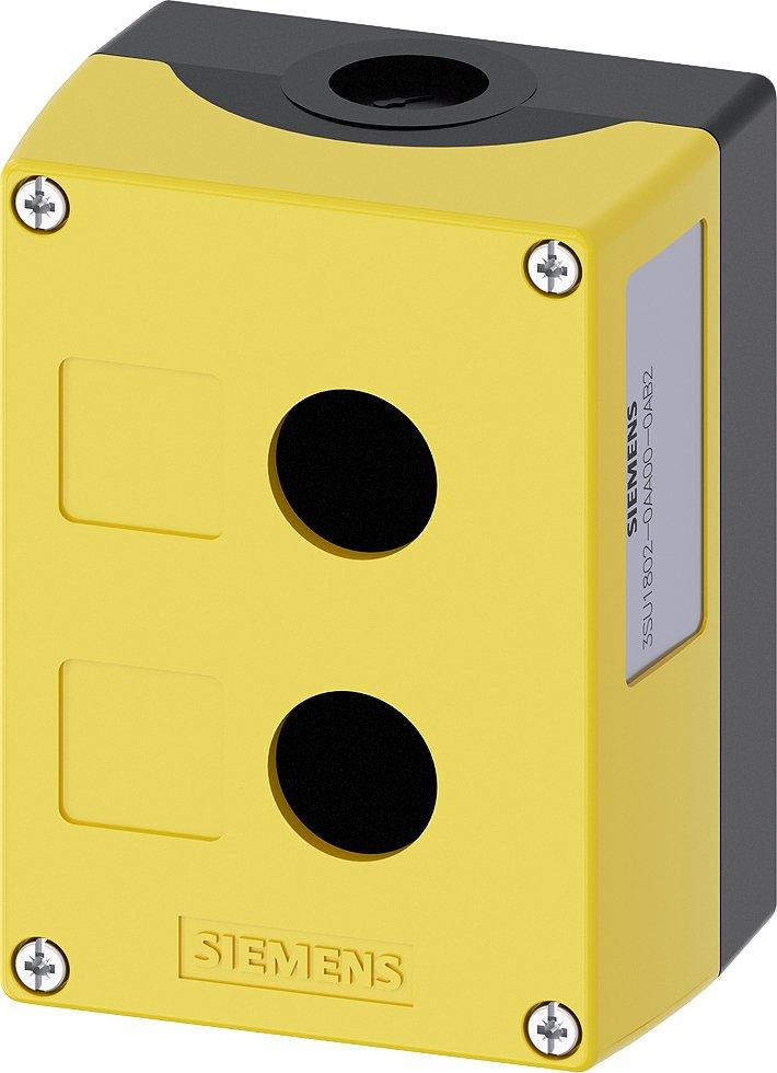 3SU1802-0AA00-0AB2, Gehäuse für Befehlsgeräte, 22mm, rund, Kunststoff, gelb, 2 Befehlsstellen