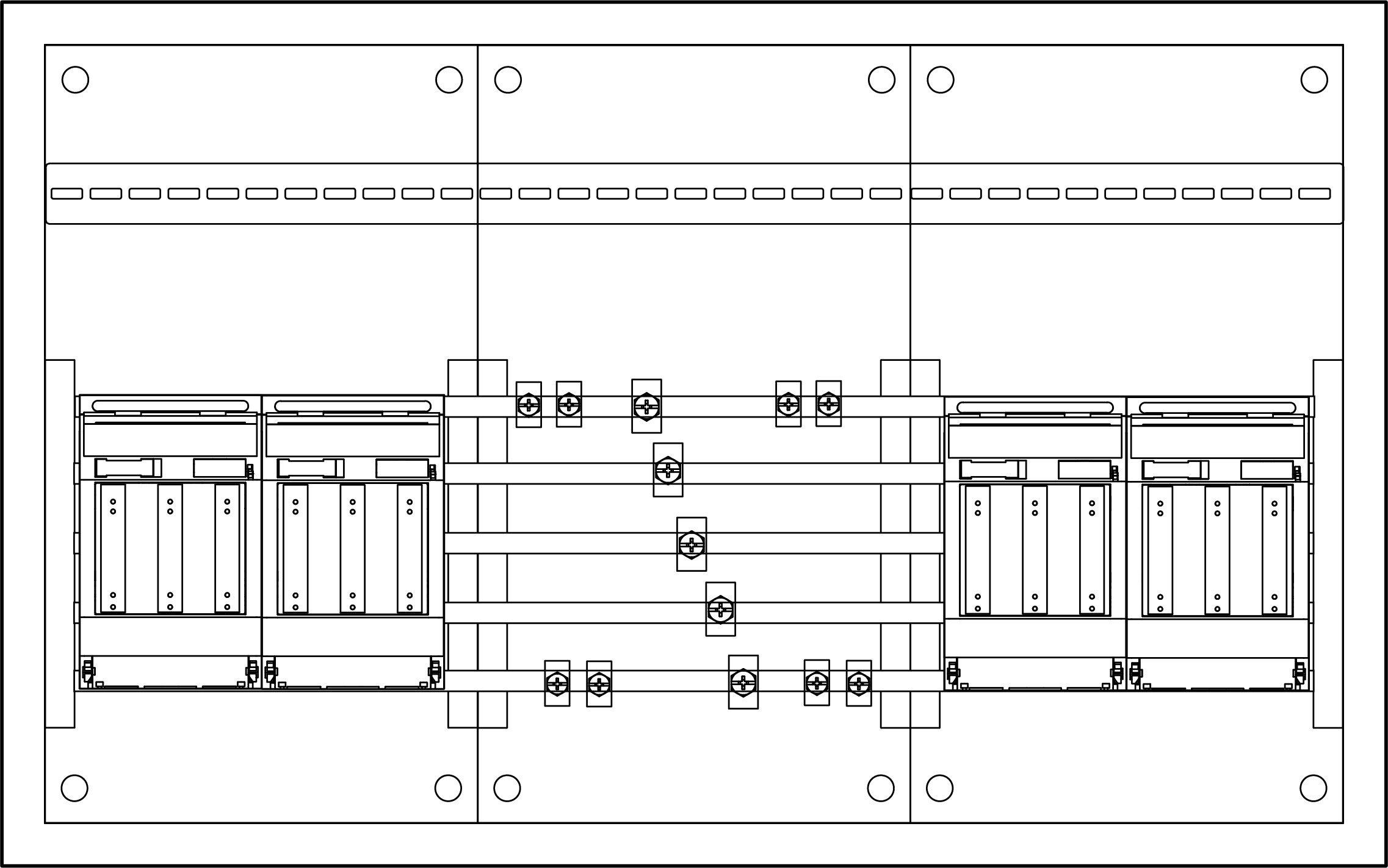 NHV4T, NH-Verteiler Trenner vierfach, H=500mm, B=800mm, T=165mm, IP31/43