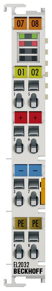 EL2032, 2-Kanal-Digital-Ausgangsklemme 24 V DC, 2 A, mit Diagnose, 4-Leitertechnik