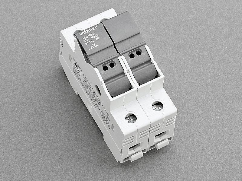 31112, Halter für zylindrische Sicherungen 10x38 / 2P 32 A / 690 V