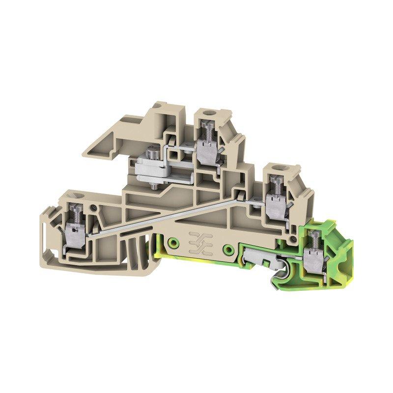 WDL 2.5/S/NT/L/PE, Installations-Etagenklemme, Schraubanschluss, dunkelbeige, 2.5 mm², 24 A, 400 V, Anzahl Anschlüsse: 5, Anzahl der Etagen: 3, TS 35, V-0, Wemid