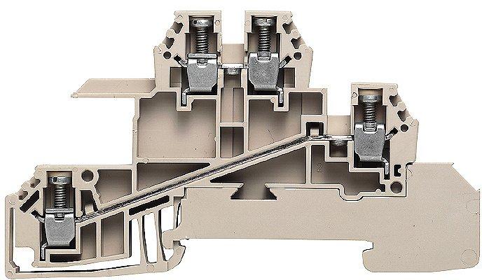 WDL 2.5/S/L/L, Installations-Etagenklemme, Schraubanschluss, dunkelbeige, 2.5 mm², 24 A, 400 V, Anzahl Anschlüsse: 4, Anzahl der Etagen: 2, TS 35, V-0, Wemid