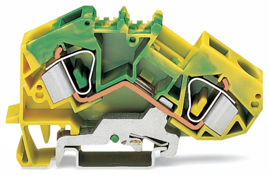 783-607, 2-Leiter-Schutzleiterklemme 16 mm² grün-gelb