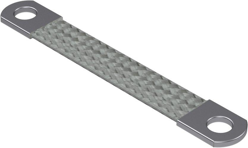 Flachbanderder, Querschnitt 16mm², Bohrung beidseitig M8, Länge 400mm, nahtlose, abgerundete aufgepresste Kontakthülsen, verzinnt, Einzeldrahtdurchmesser 0,2mm VE = 1