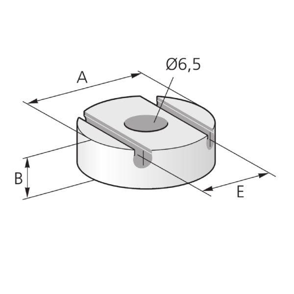 GK MS 2x3  V2A, Gitter-Kanal, Montagescheibe, V2A,Ø 20x6 mm