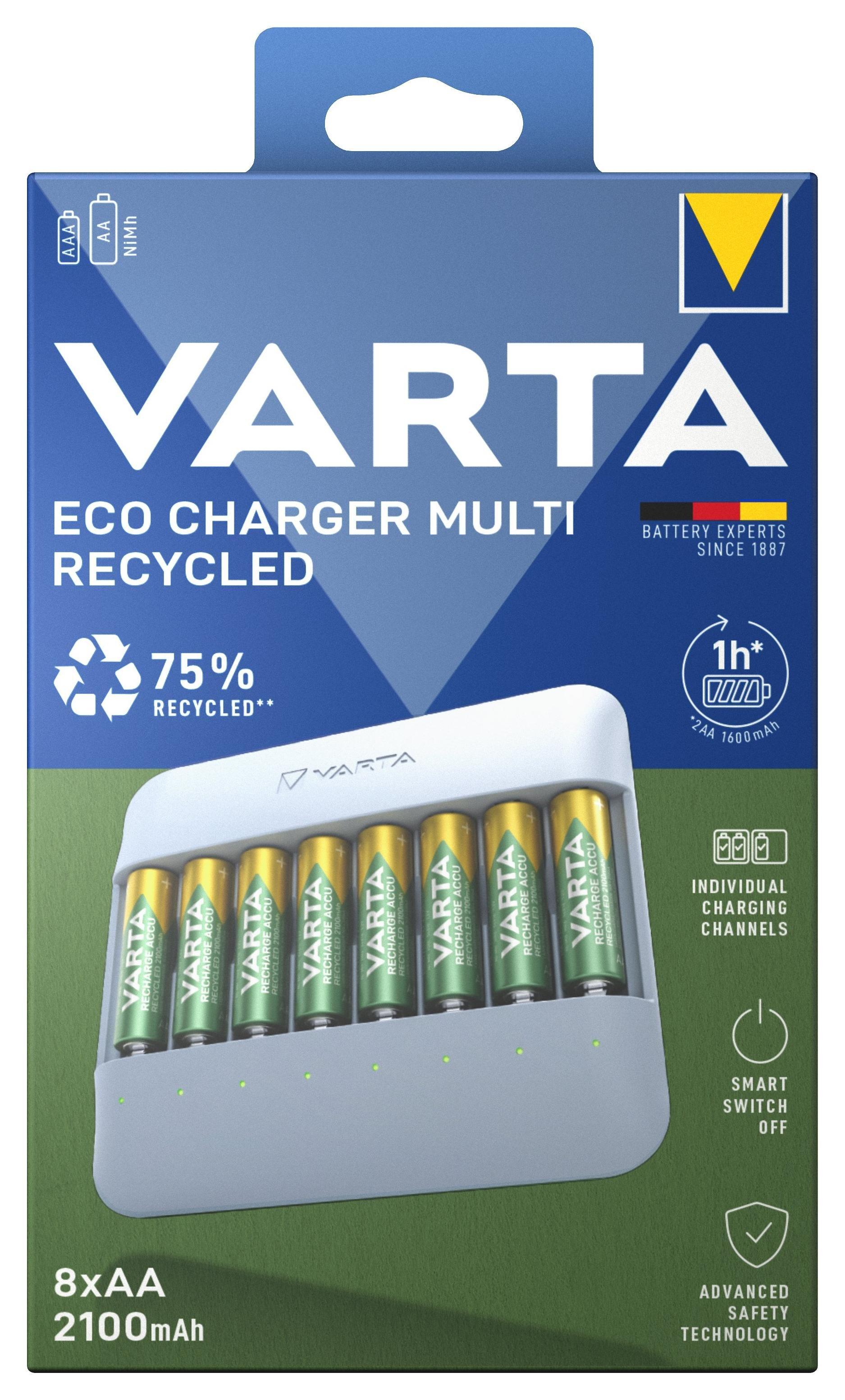 57682, VARTA Eco Charger Multi Recycled inkl. 8x AA 56816 2100mAh