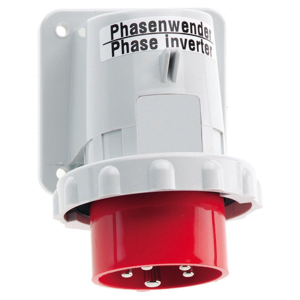 2607/CEE-Gerätestecker 16A400V6h5pIP67, Phasenwender als Aufbaugerätestecker 16A 5p 400V 6h, IP67
