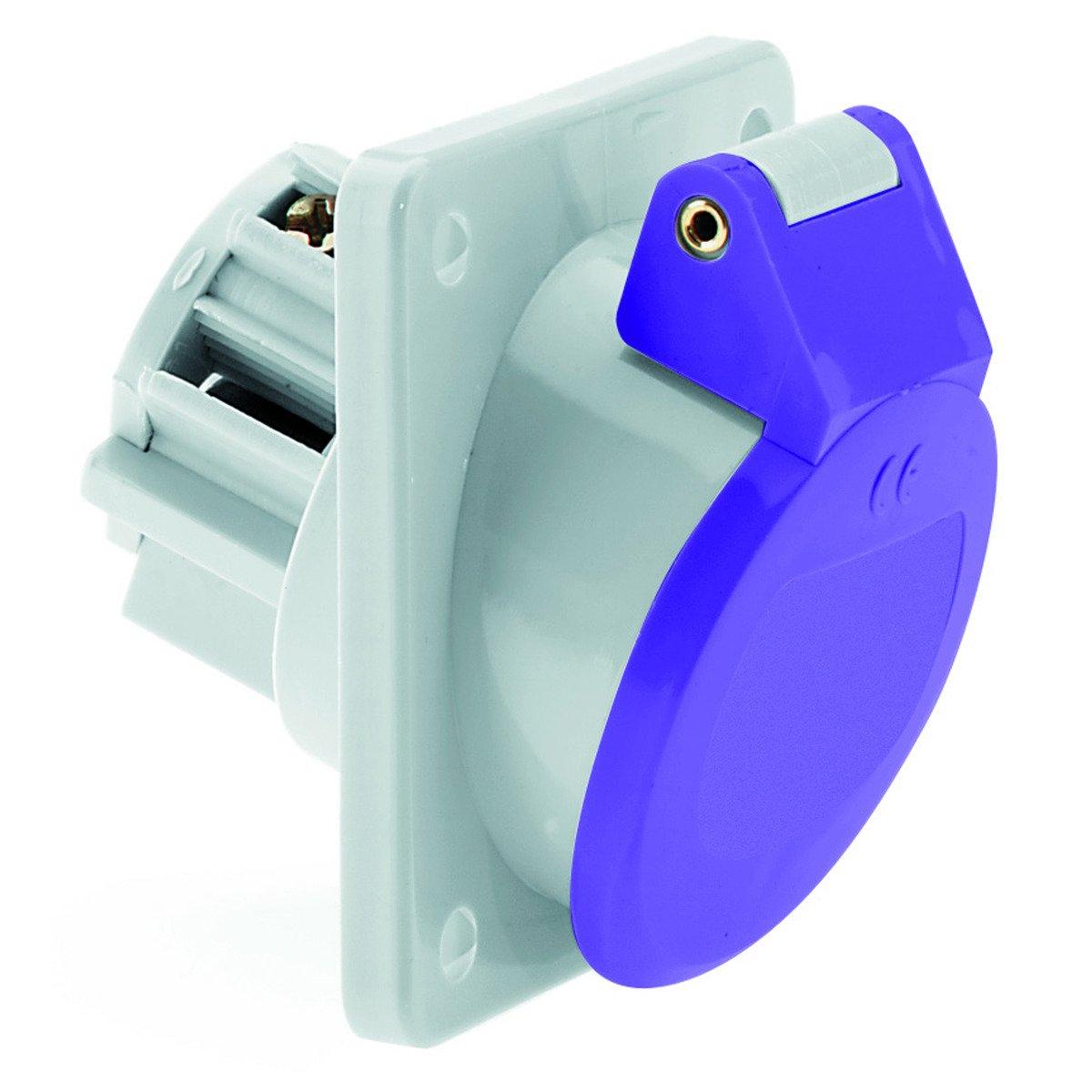 420/CEE-Anbausteckdose 16A20 bis 25V2pIP44, Kleinspannungs-Anbausteckdose geneigt 16A 2p 24V keine Hilfsnase oder Nut, IP44