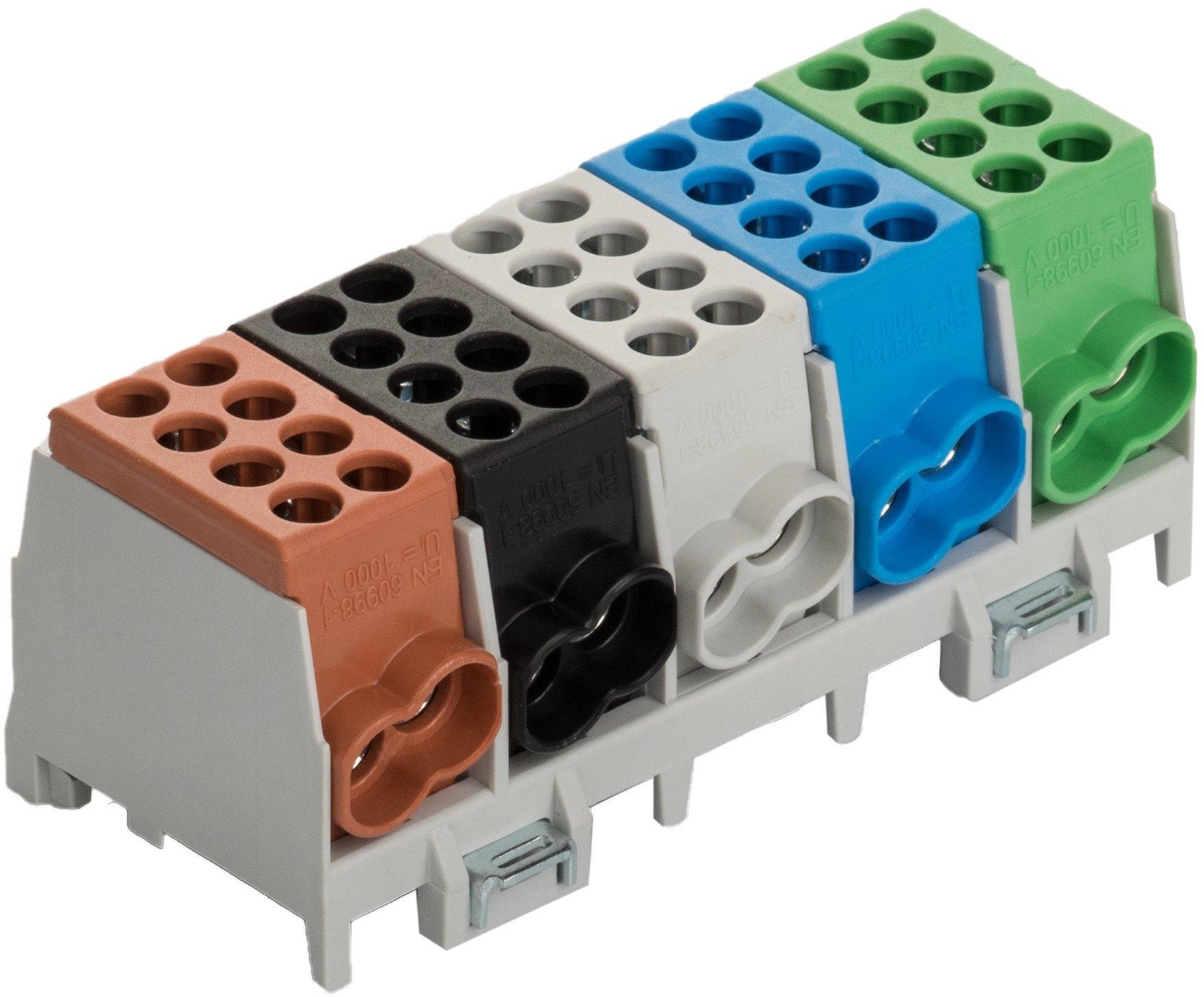 NHLAK25-5/10/2BSG-S.01, Hauptleitungsabzweigklemme 25-5/10/25 BSG-S, 1x braun / 1x schwarz / 1x grau / 1x blau / 1x grün